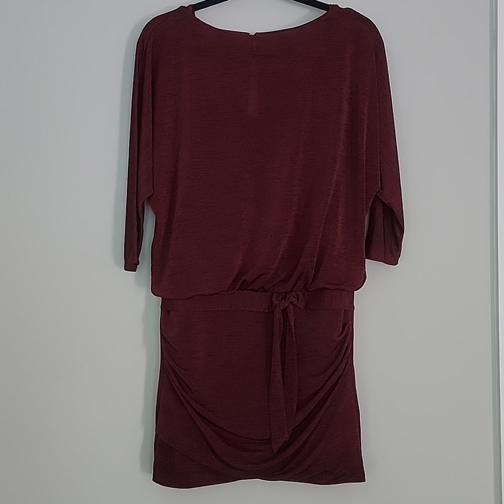 WHBM Metallic Ruby 3/4 Dolan Sleeve Dress - Picture 3 of 16